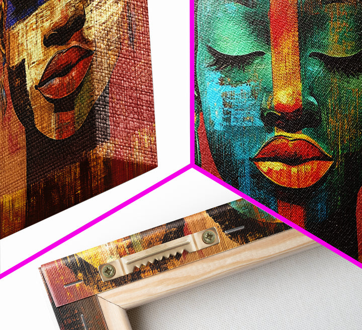Vibrant African Art Canvas Print, Afrocentric Wall Art Decor, Colorful Moody Abstract Painting, Unique Therapy Art Gift Idea