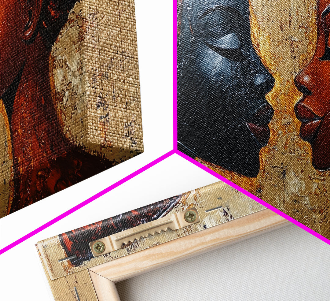 Bold African Women Framed Canvas Print, Afrocentric Art Wall Decor, Moody Bedroom Art, Unique Living Room Art Gift Idea