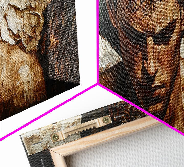 Brooding Angel Canvas Print Dark Romance Painting Moody Art Gothic Wall Art Bedroom Serenity Modern Rustic Living Room Decor