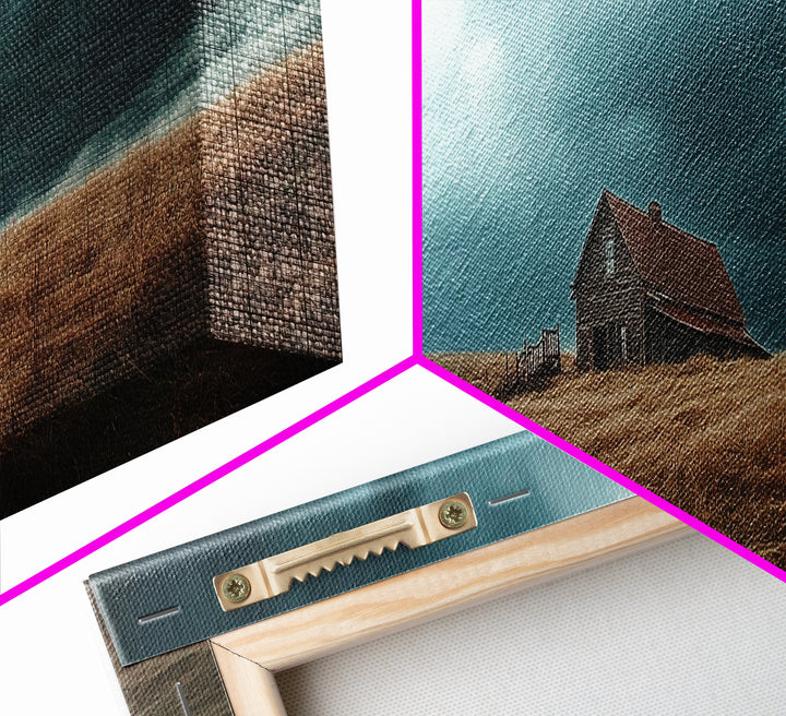 Rustic Barn Framed Canvas Print Smoky Mountain Art Autumn Farmhouse Wall Art Rustic Landscape Painting Guest Room Artwork Decor