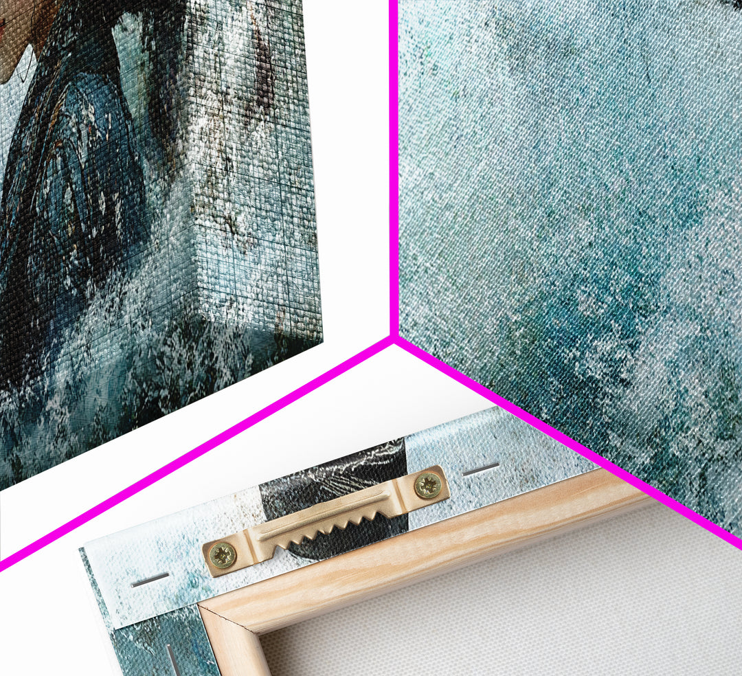 Ocean Cowgirl Canvas Print Coastal Landscape Art Rustic Boho Wall Art Nautical Decor Panoramic Artwork Bedroom Guest Room Decor