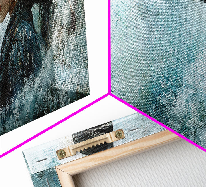 Ocean Cowgirl Canvas Print Coastal Landscape Art Rustic Boho Wall Art Nautical Decor Panoramic Artwork Bedroom Guest Room Decor