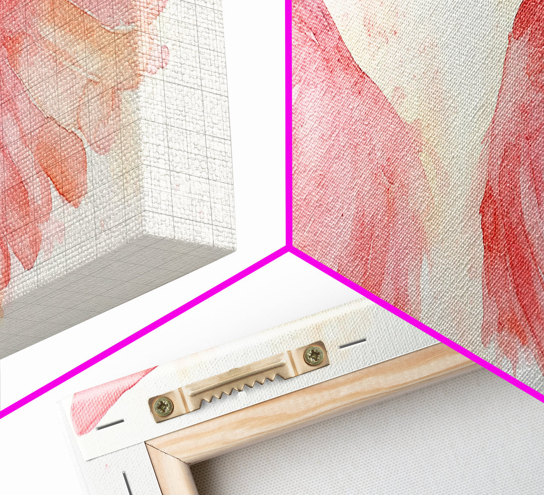 Angel Wings Canvas Print, Pink Abstract Art with Light Tones, Whimsical Zen Wall Art for Bedroom, Gift Idea for Spirituality Lovers