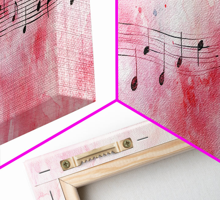 Musical Notes Canvas Print Artistic Sheet Music Wall Art Light Pink Abstract Artwork Rustic Wabi Sabi Art Living Room Decor Gift