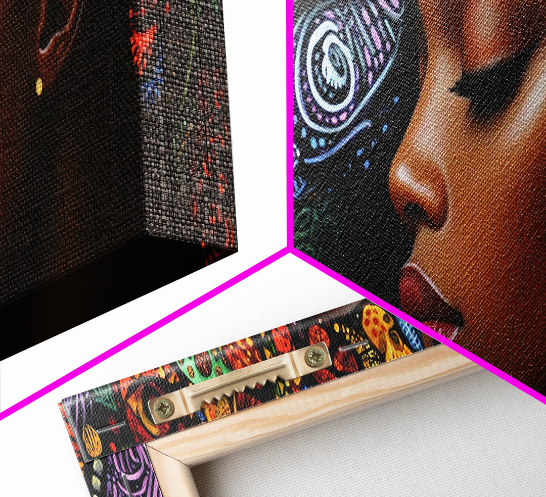 Afrocentric Framed Canvas Print Vibrant Tribal Art Decor Living Room Art Original Painting Gift Idea Bedroom Wall Art