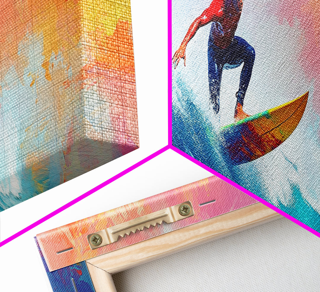 Coastal Canvas Print of Abstract Surf Wall Art with Bright Blue Waves, Nautical Painting, Coastal Cowgirl Wall Art, Gift Idea