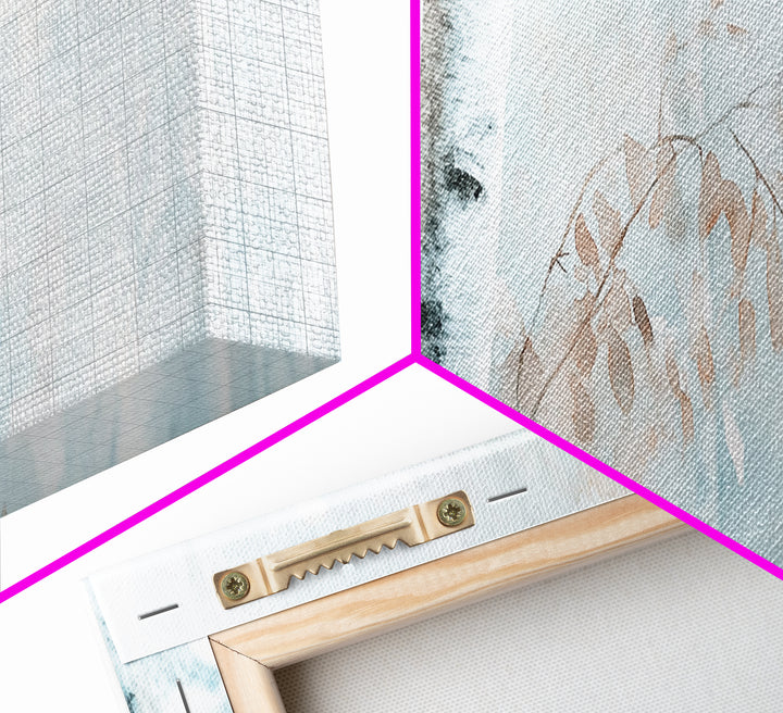 Birch Tree Art Framed Canvas Print, Neutral Landscape Painting Autumn Decor, Rustic Minimalist Wall Art Gift Idea Above Bed Design