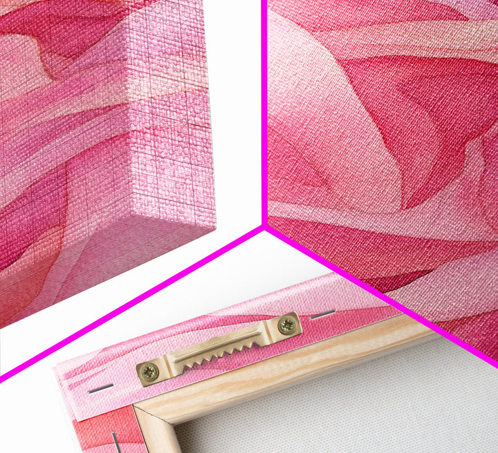 Flowing Abstract Pink Wave Art Framed Canvas Print | Feminine and Minimalist Bedroom or Living Room Aesthetic | Whimsical Art Decor