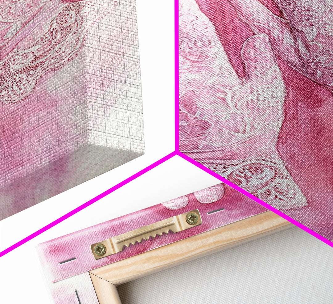 Light Pink Wall Art Canvas Print, Delicate Lace Gloves Illustration, Victorian-Inspired Art, Rustic Decor Bedroom Guest Room Gift