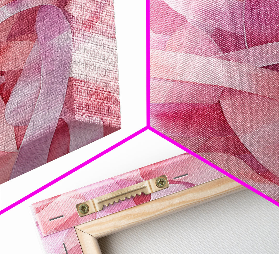Abstract Pink Ribbon Canvas Print in Soft Light Pink Shades Minimalist Living Room Art Wabi Sabi Wall Art Perfect Gift Idea