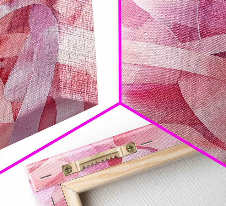 Abstract Pink Ribbon Canvas Print in Soft Light Pink Shades Minimalist Living Room Art Wabi Sabi Wall Art Perfect Gift Idea