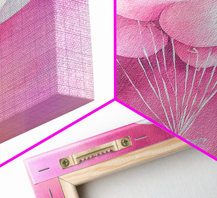 Pink Balloons Canvas Print, Whimsical Art, Pink Abstract Art, Party Wall Art, Light Pink Wall Art, Living Room Art, Artistic Decor, Gift Idea