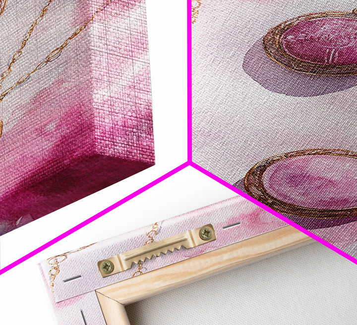 Abstract Pink Pendant Canvas Print Featuring Geometric Wall Art Light Pink Jewelry Artwork Great Gift Idea Minimalist Boho Decor
