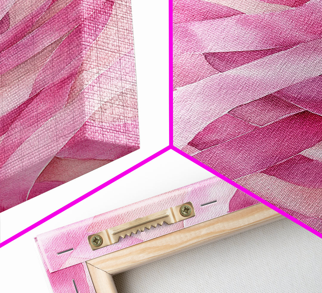 Abstract light pink wall art modern ribbons canvas print perfect addition to minimalist aesthetic boho decor vertical skinny art