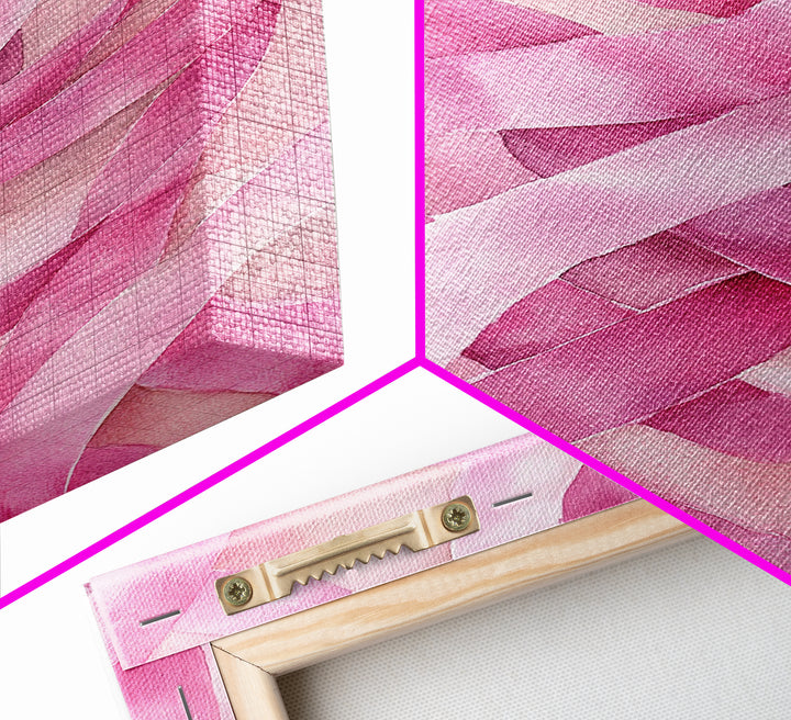 Abstract light pink wall art modern ribbons canvas print perfect addition to minimalist aesthetic boho decor vertical skinny art