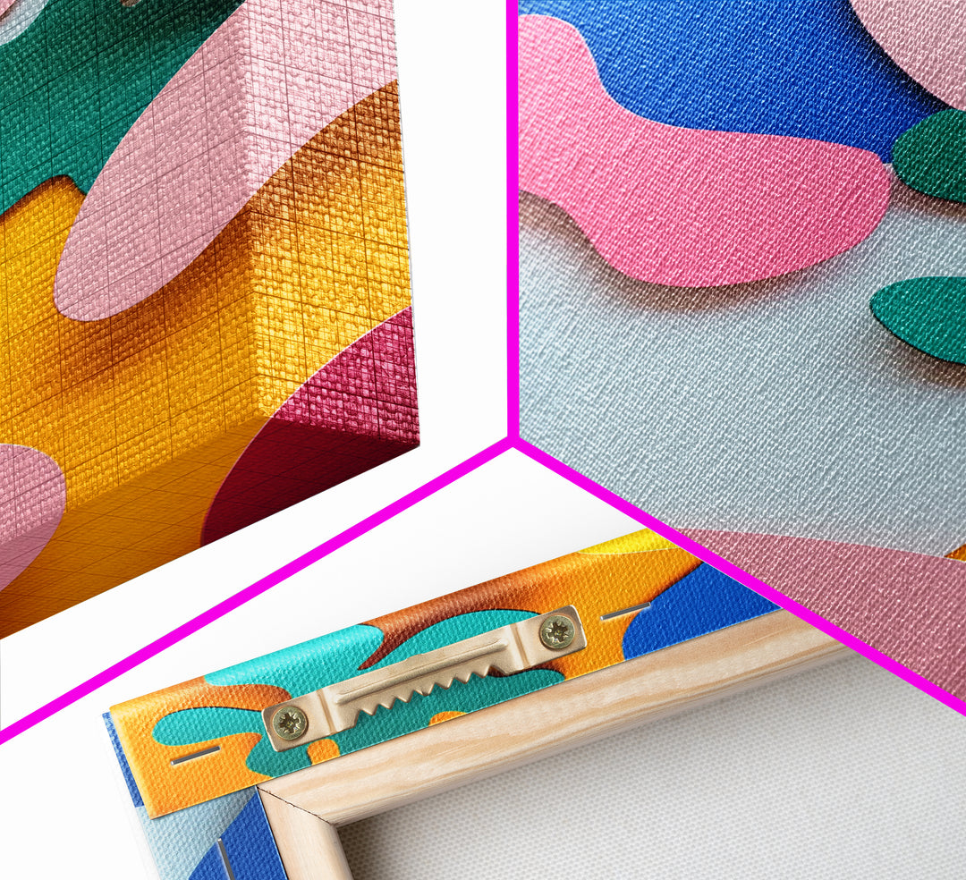 Bold Abstract Organic Shapes Canvas Print, Contemporary Chinoiserie Wall Art, Vibrant Boho and Minimalist Design for Modern Spaces