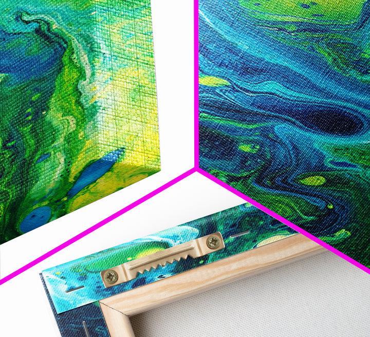 Blue and Green Abstract Canvas Print, Stunning Geometric Wall Art Ideal for Nautical Decor or Contemporary Above Couch Wall Art