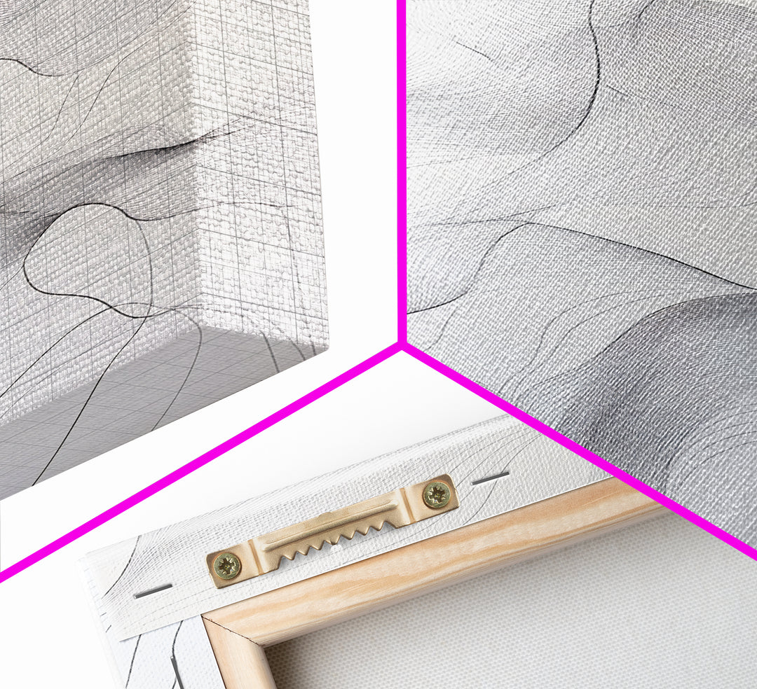 Black White Line Art Canvas Print Minimalist Geometric Wall Decor Modern Zen Artwork Above Couch Gift Idea Stylish Home Accent