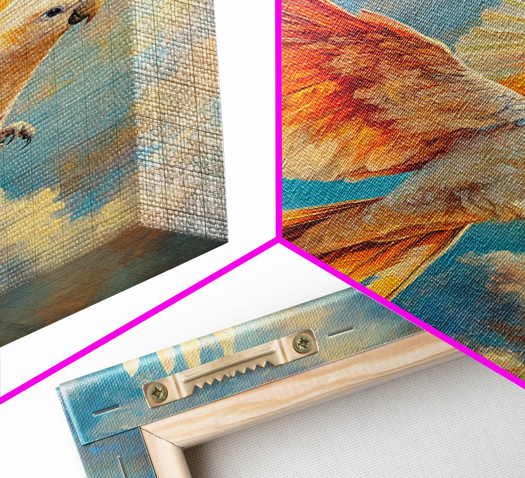 Parrot in Sky Canvas Print | Tropical Bird Art Original Painting | Coastal Cowgirl Wall Art | Vibrant Nautical Decor Living Room Print