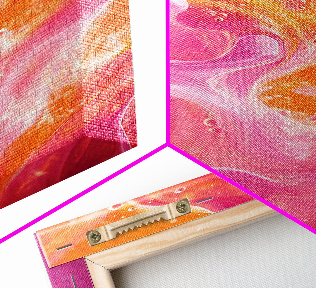 Abstract Pink Orange Canvas Print with Swirling Light Effects and Therapy Art for Modern Home Wall Decor, Ideal Gift Idea
