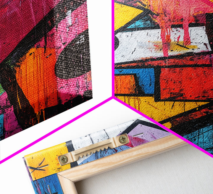 Bold Graffiti Framed Canvas Print, Urban Street Art Style Wall Decor, Moody Abstract Art, Gift Idea for Him, Living Room Wall Art