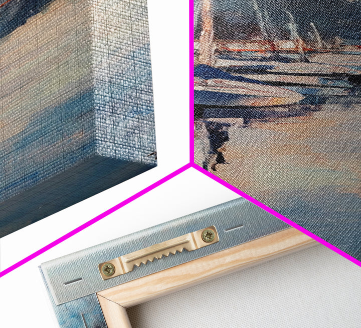 Harbor Boats, Nantucket painting, seascape painting, lake Tahoe art, rustic wall art, gift idea for her, Canvas Print, living room art