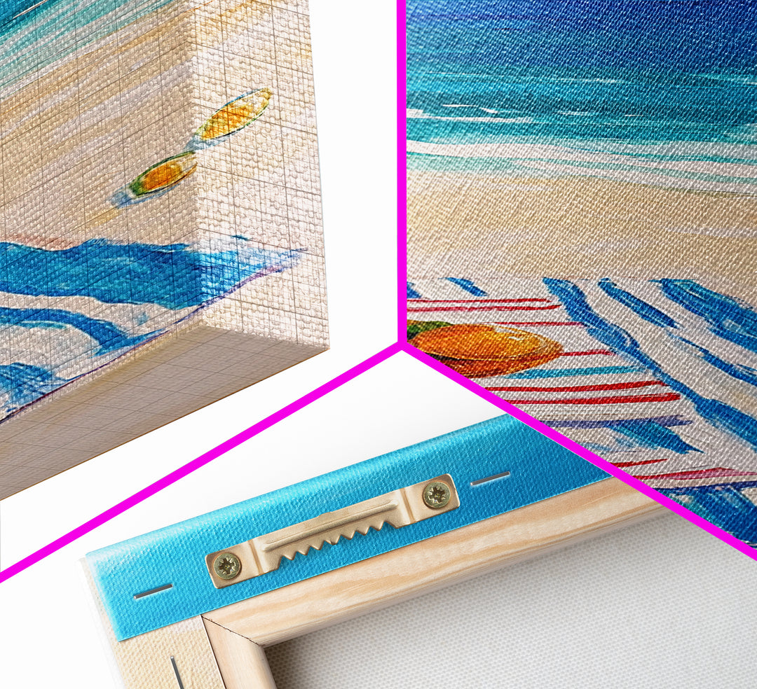 Seaside Picnic, Summer Vibes, Coastal Painting, Nautical Decor, Beach House Art, Food Review Kitchen Art, Framed Canvas Print