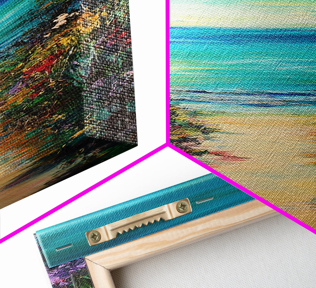 Beach Path, Coastal Landscape Art, Seascape Painting, Coastal Wall Art, Nautical Decor, Extra Wide Art, Framed Canvas Print