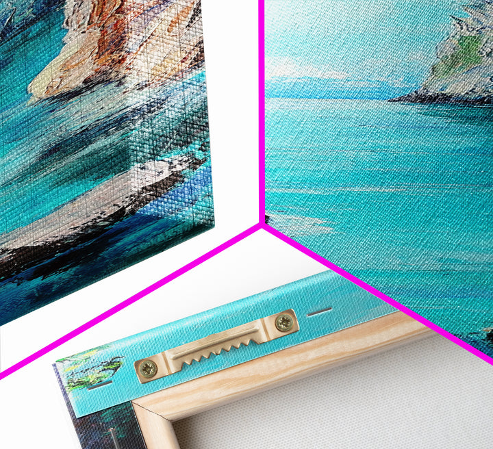 Cliffs and Sea, Coastal Landscape Art, Nautical Wall Art, Ocean View, Seascape Painting, Tall Narrow Art, Canvas Print