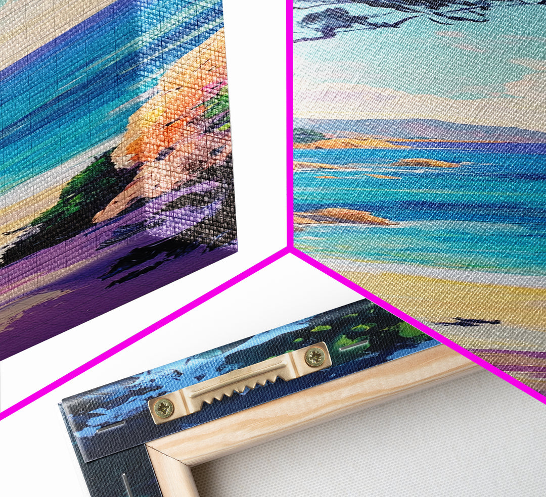 Coastal Cliffs, Nautical Wall Art, Coastal Decor, Ocean Painting, California Poppy Art, Seascape Painting, Canvas Print