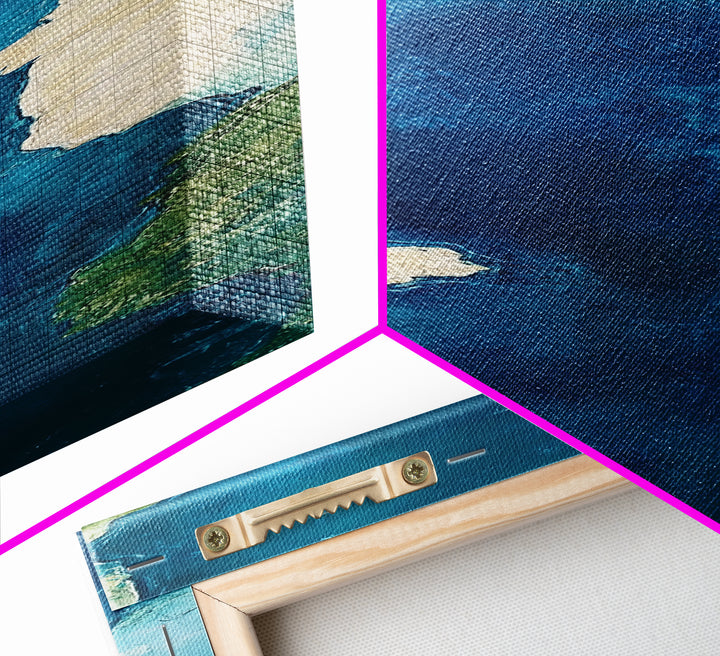 Ocean Map, Atlantic View, Nautical Wall Art, Coastal Landscape, Blue and Green Wall Art, Christmas, Canvas Print, Living Room Art