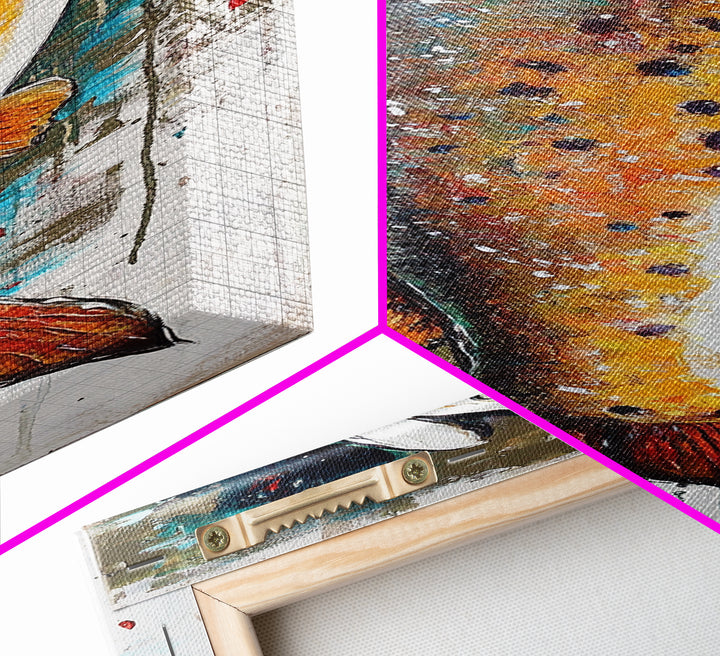 Abstract Trout, Fish Wall Art, Rustic Decor, Fly Fishing Art, Nautical Painting, Coastal Wall Art, Canvas Print