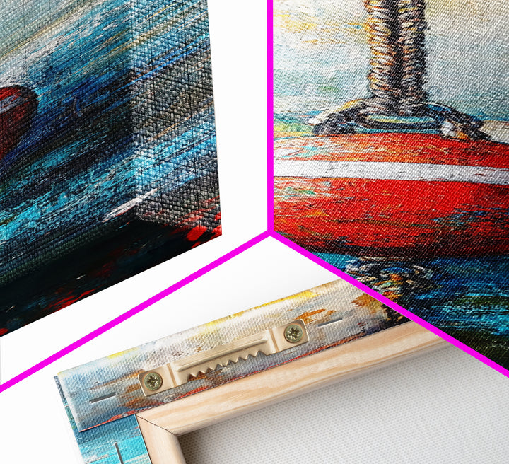 Nautical decor, rustic wall art, coastal wall art, ocean painting, maritime art, framed canvas print, tall skinny art, moody blue art