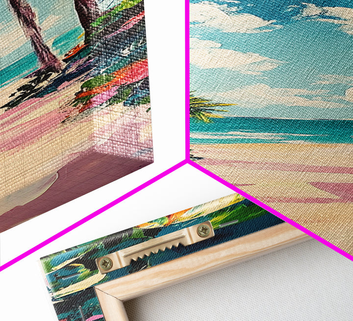 Beach Path, palm tree painting, coastal painting, nautical decor, tropical beach house art, above bed wall art, Canvas Print