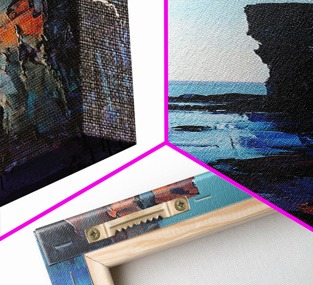 Cliffside, Ocean Horizon, Ireland Painting, Coastal Wall Art, Landscape Painting, Nautical Decor, Framed Canvas Print, Living Room Art