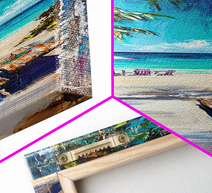 Beach Pathway, coastal wall art, tropical painting, ocean painting, palm tree painting, coastal decor, nautical painting, Canvas Print