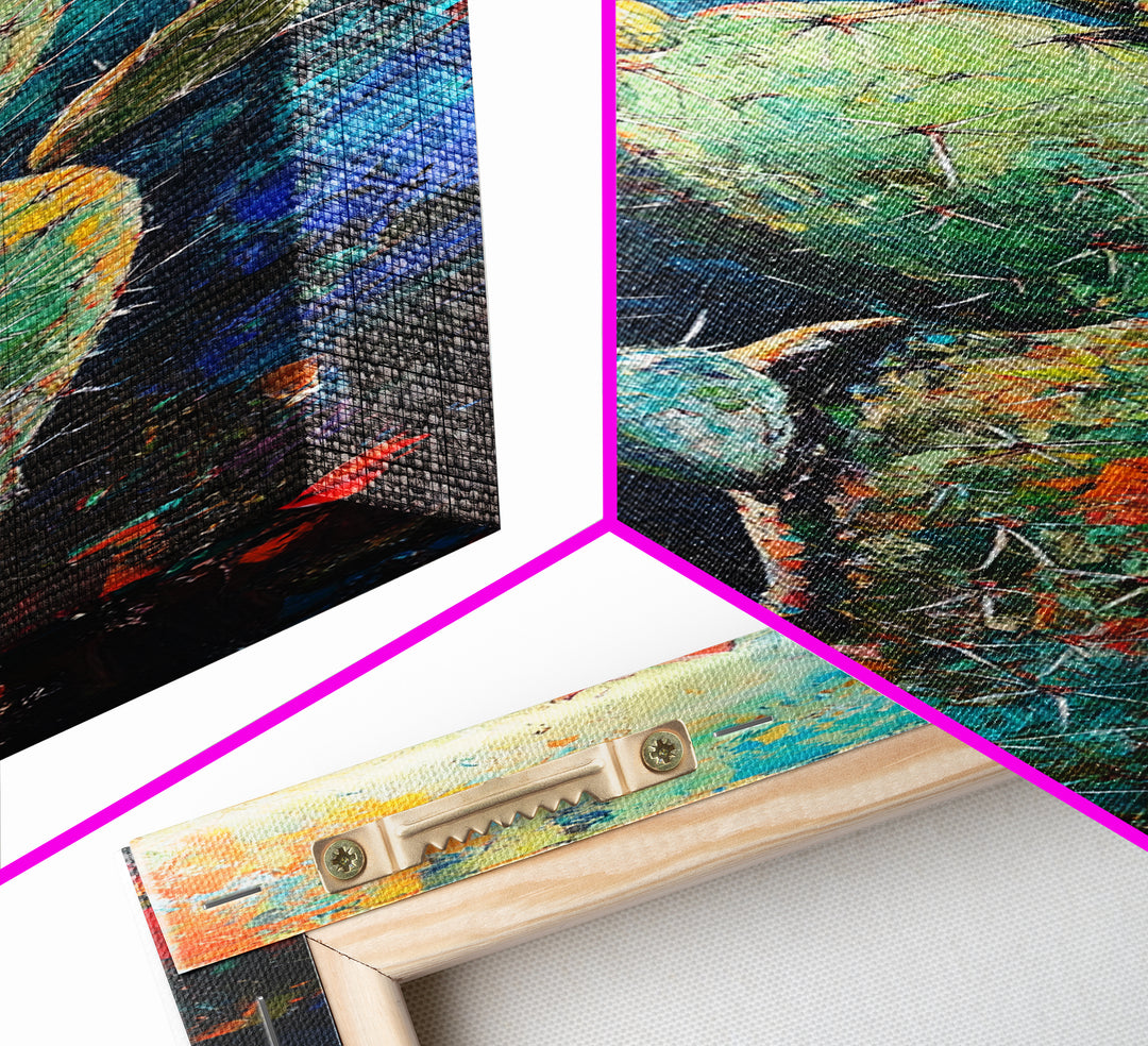 Blooming Cactus, agave painting, desert painting, southwest wall art, botanical prints, rustic wall art, floral artwork, Canvas Print