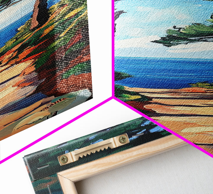 Coastal Path, Pine Tree Art, Nautical Wall Art, Coastal Decor, Living Room Art, Gift Idea for Her, Framed Canvas Print