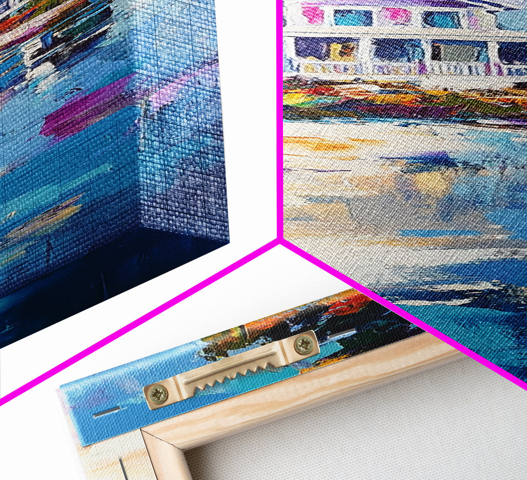 Beach House, Coastal Painting, Vibrant Landscape, Nautical Wall Art, Living Room Art, Above Bed Wall Art, Framed Canvas Print