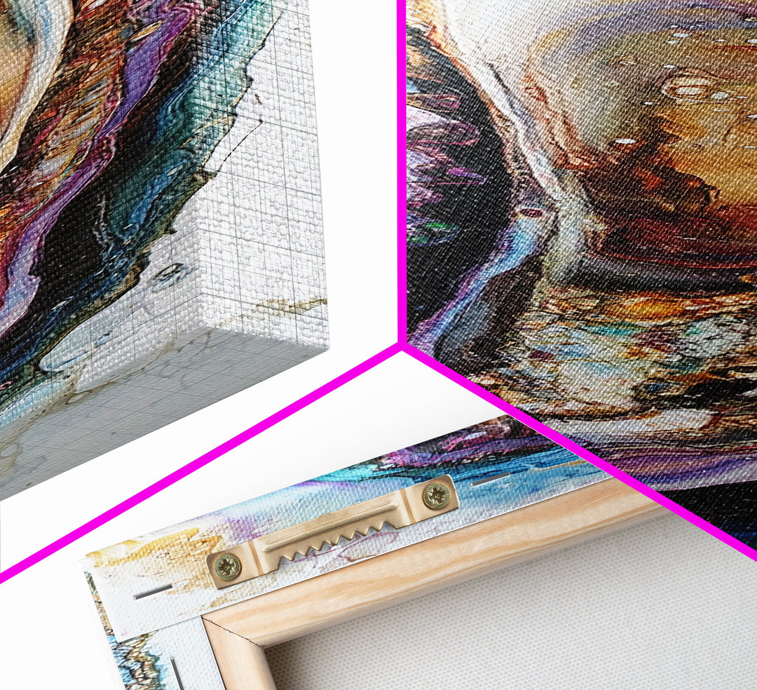 Agate Slice, Gemstone Painting, Sacred Geometry Art, Abstract Art, Teal Wall Art, Wabi Sabi Art, Bedroom Art, Framed Canvas Print