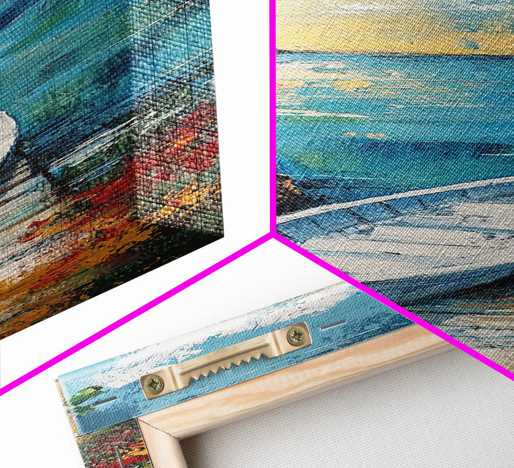 Rowboat painting, lake Tahoe art, fisherman painting, rustic wall art, nautical painting, coastal landscape art, canvas print