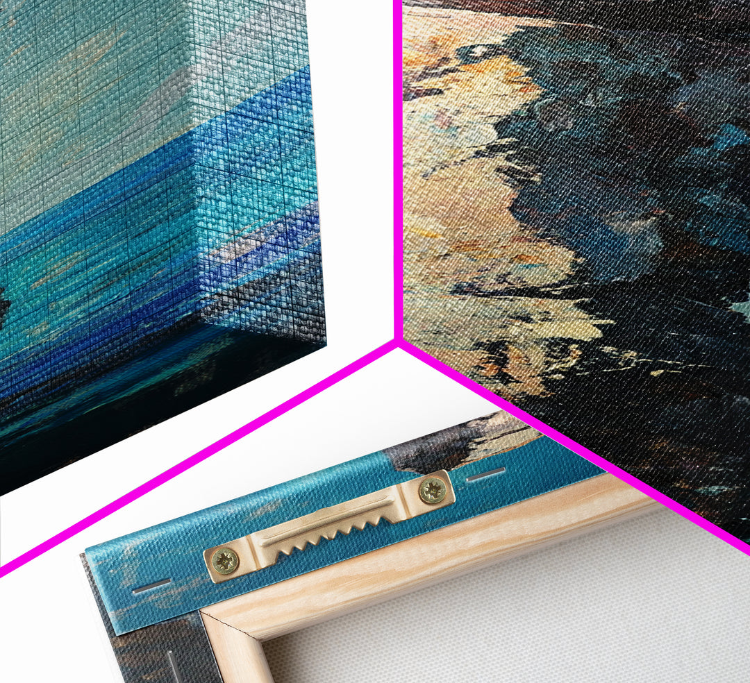 Coastal Rock, painting morro bay, nautical painting, framed canvas print, rustic decor, coastal wall art, above sofa art