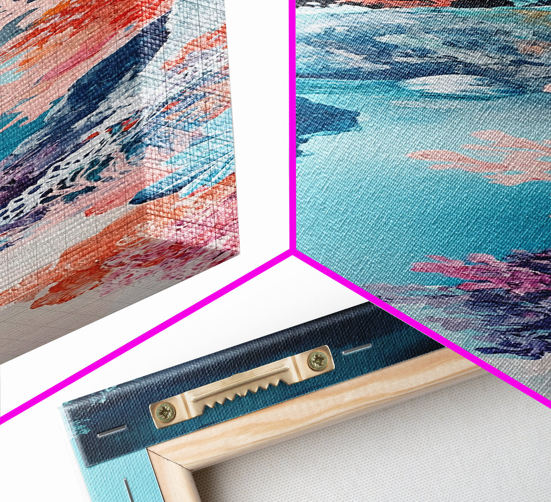 Coral Reef, ocean painting, blue and green wall art, framed canvas print, coastal decor, whimsical art, nautical painting