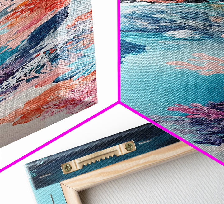 Coral Reef, ocean painting, blue and green wall art, framed canvas print, coastal decor, whimsical art, nautical painting