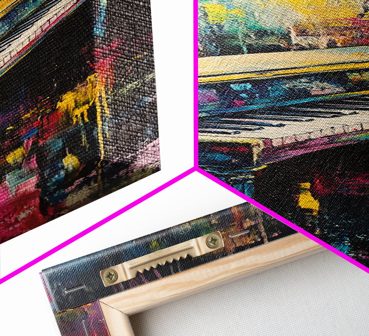 Abstract piano, music art, lofi art, moody art, framed canvas print, gift idea for her, dark romance painting, pink orange wall art