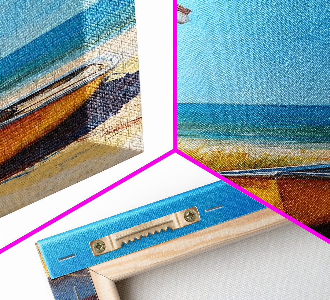 Beach house, Nantucket painting, coastal landscape art, framed canvas print, nautical decor, seascape painting, farmhouse art