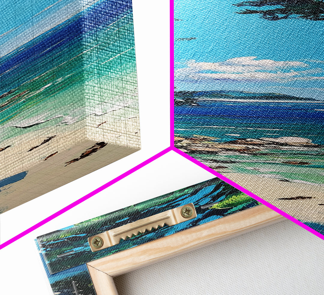 Coastal Landscape Art, Nautical Wall Art, Beach House Decor, Palm Tree Painting, Seascape Painting, Framed Canvas Print