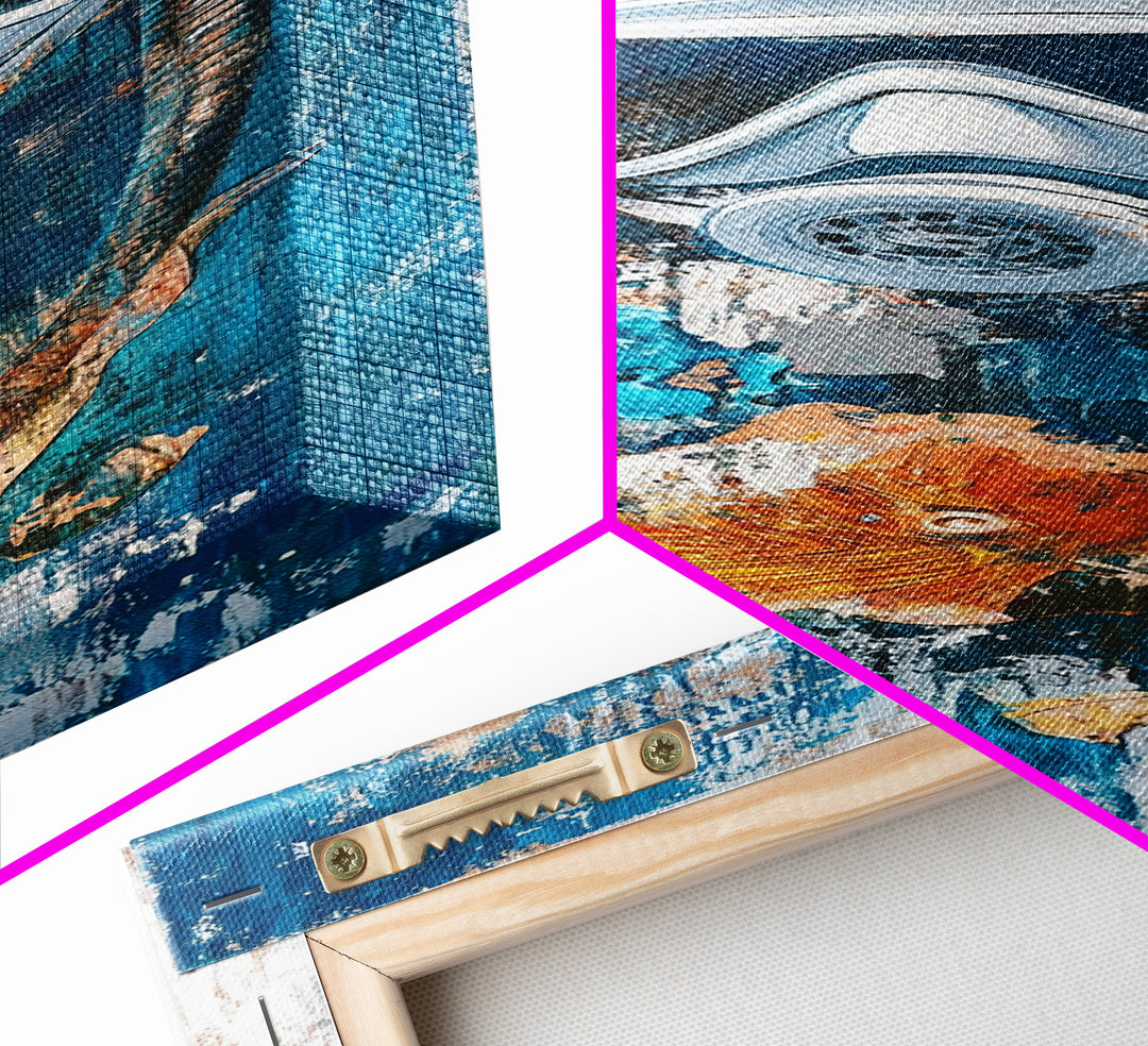 Diver Mask, nautical decor, coastal wall art, surreal art, science art, ocean painting, Framed Canvas Print, abstract artwork