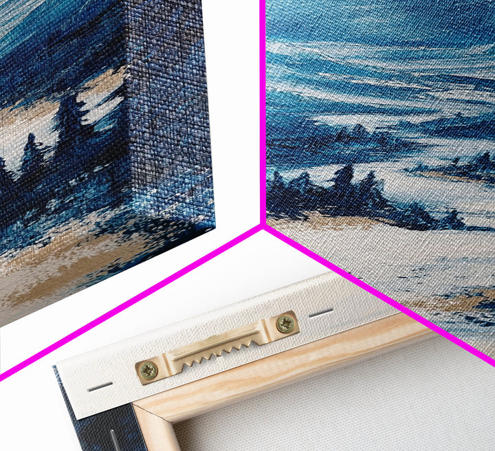 Blue Mountains, mountain painting, landscape painting, extra wide art, panoramic art, minimalist art, Canvas Print