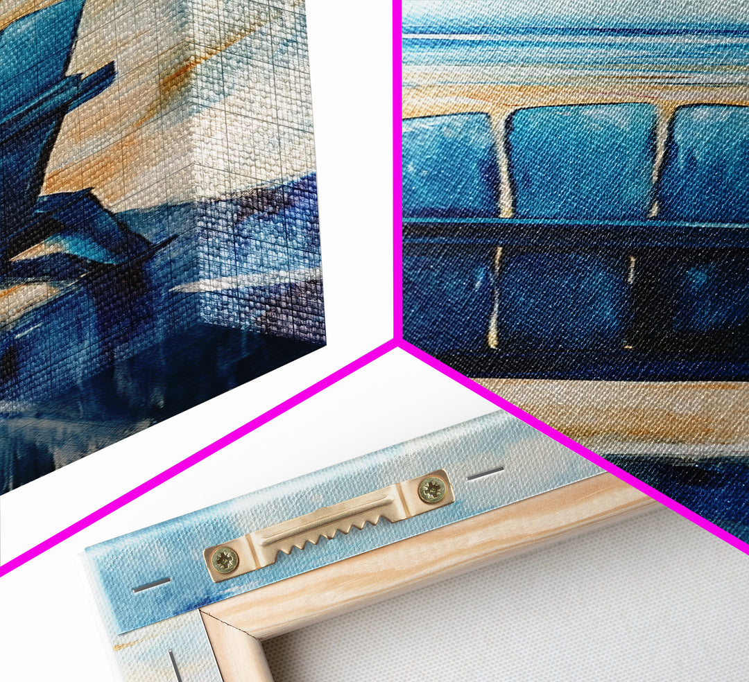 Blue Beach Chair, coastal decor, nautical wall art, ocean painting, beach house art, seascape painting, framed canvas print